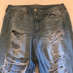 American Eagle high rise boyfriend ripped jeans